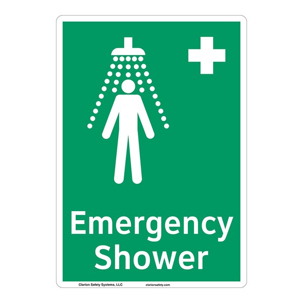 Clarion Safety Systems ANSI/ISO Compliant Emergency Shower Safety Signs